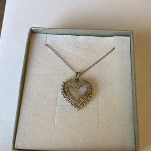 Sterling Silver Diamond heart necklace